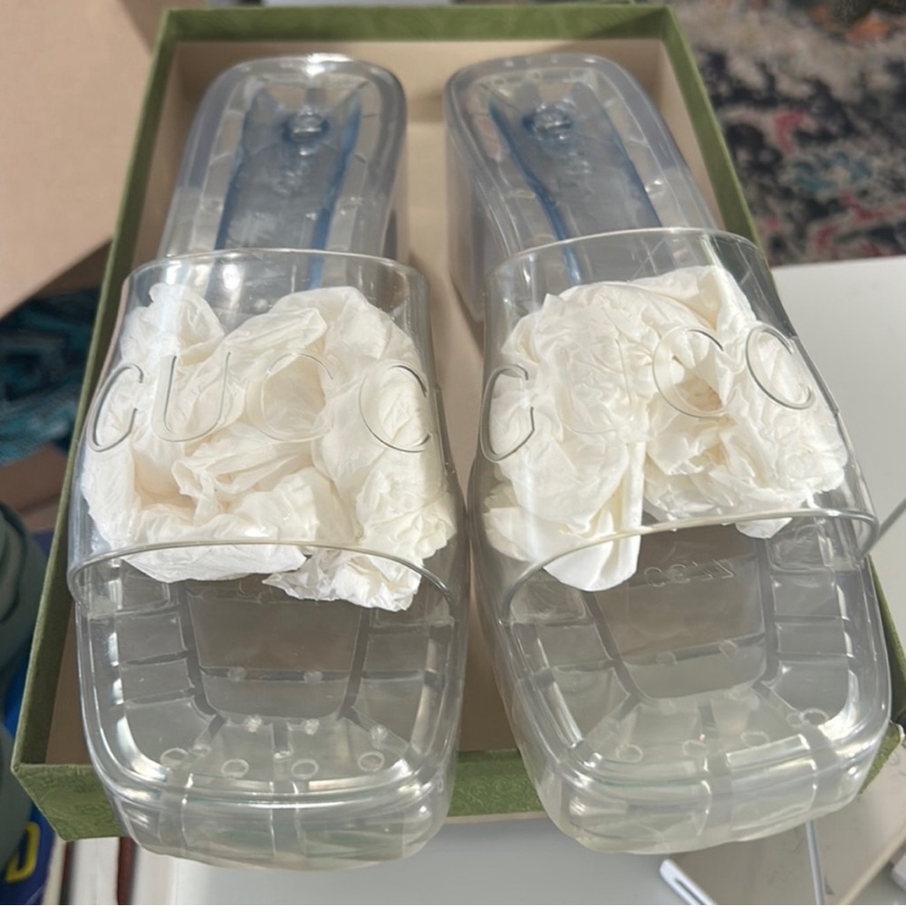 Transparent Rubber Slide Heeled Sandals size 41